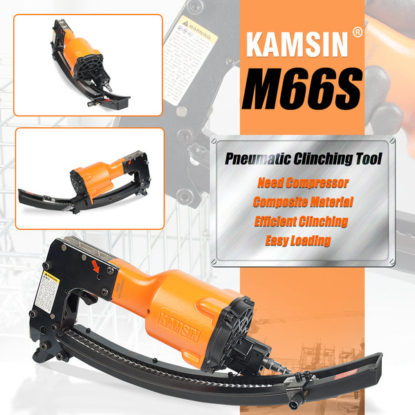 KAMSIN M66S Pneumatic Clipper Gun, Clinching Tool, Air Power Fencing Stapler for for Mattress Spring, Wire Cages, Sofa, Car Seat