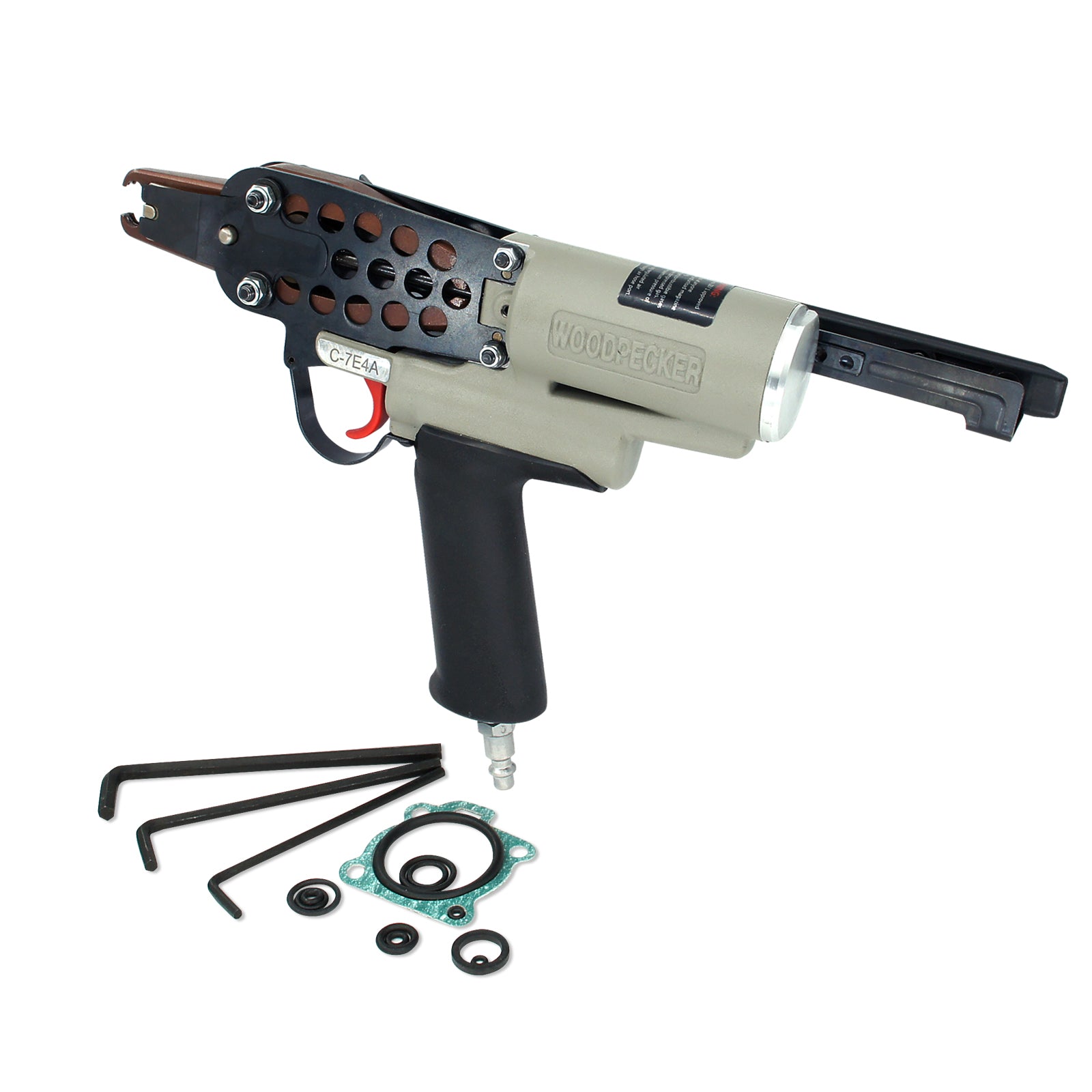 C-7E4A 15 Gauge Pneumatic Hog Ring Gun, Long Nose 3/4-inch Crown 7.0mm Closure Diameter, Air Plier Tool for Wire Cages, Fencing