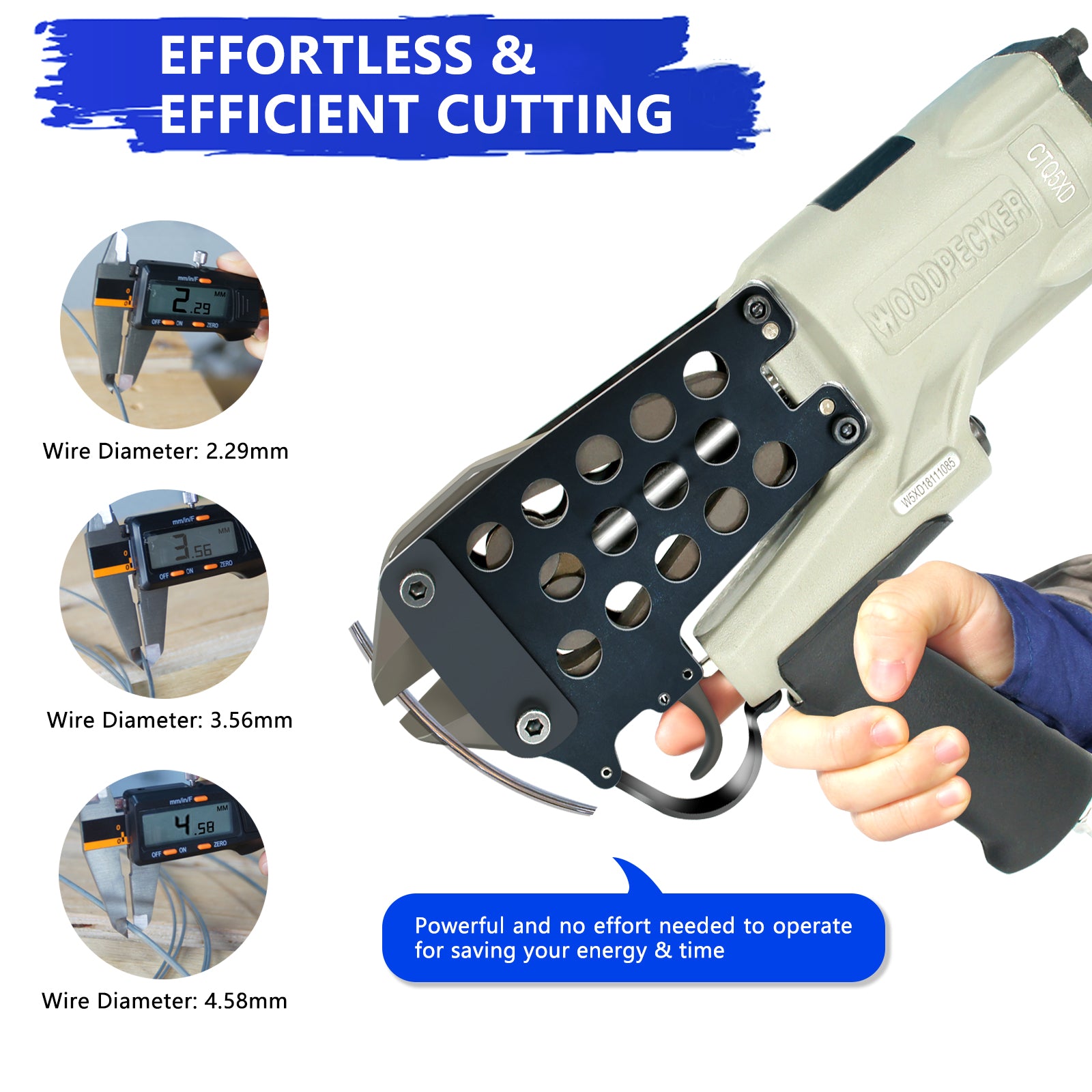 WOODPECKER CTQ5XD Pneumatic Heavy-Duty Cutting Nipper, Less Than 5mm Diameter Wire Cutting, Cutting Wire Tool, Air Power Wire Shear