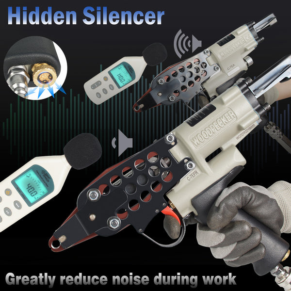 WOODPECKER C-7EFR Air Hog Ring Gun with Variable Speed Control, 15 Gauge 3/4" (19mm) Crown, Pneumatic Hog Ring Plier Tool, Fencing Plier for Cages, Fastening