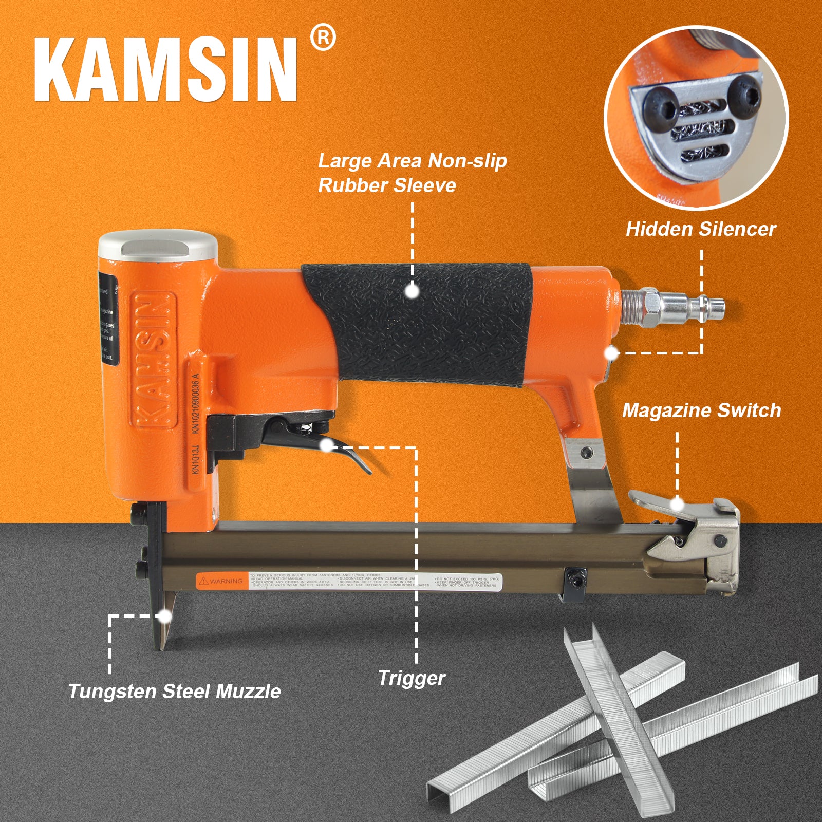 KAMSIN KN1013J Intermittent Firing Stapler 20 Gauge Pneumatic Upholstery Stapler, 10J Series 7/16
