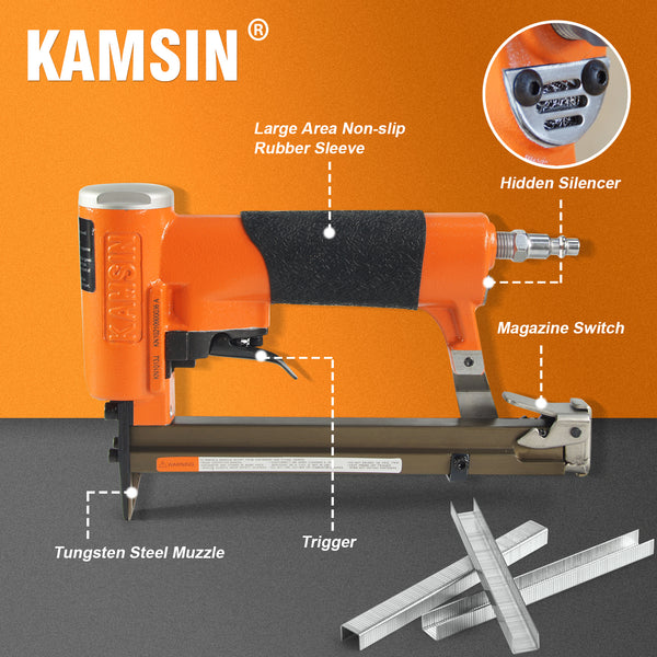 KAMSIN KN1013J Intermittent Firing Stapler 20 Gauge Pneumatic Upholstery Stapler, 10J Series 7/16" Crown
