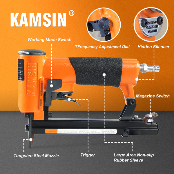 KAMSIN KN8016S 21 Gauge Pneumatic Upholstery Stapler 1/2"Crown Continuous Firing