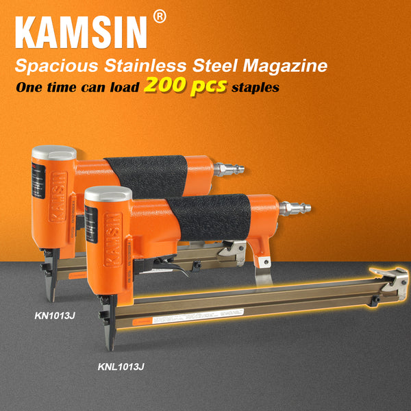 KAMSIN KNL1013J Extended Magazine&Intermittent Firing Stapler 20 Gauge Pneumatic Upholstery Stapler, 10J Series 7/16" Crown
