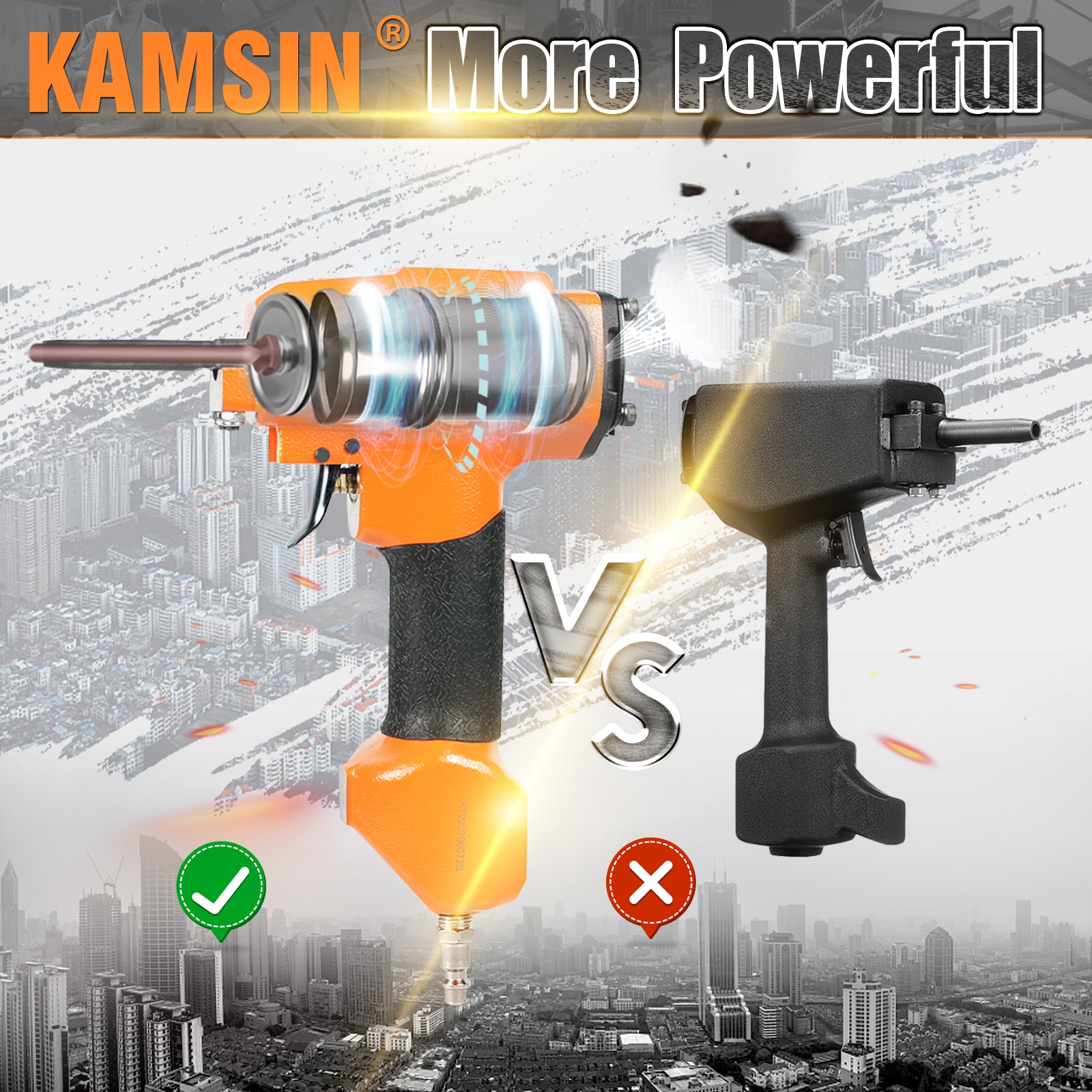 KAMSIN KT38 Pneumatic Nail Puller, Air Nails Remover Gun,Professional Punch Nails shank diameter of 3-5 mm (0.118