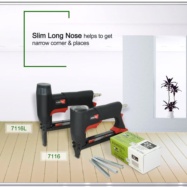 KIMSING K-7116 Pneumatic 22 Gauge 3/8" Crown Fine Wire Stapler