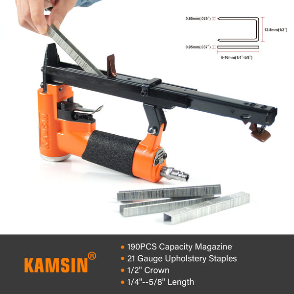 KAMSIN KN8016 21 Gauge Pneumatic Upholstery Stapler 1/2-Inch Crown