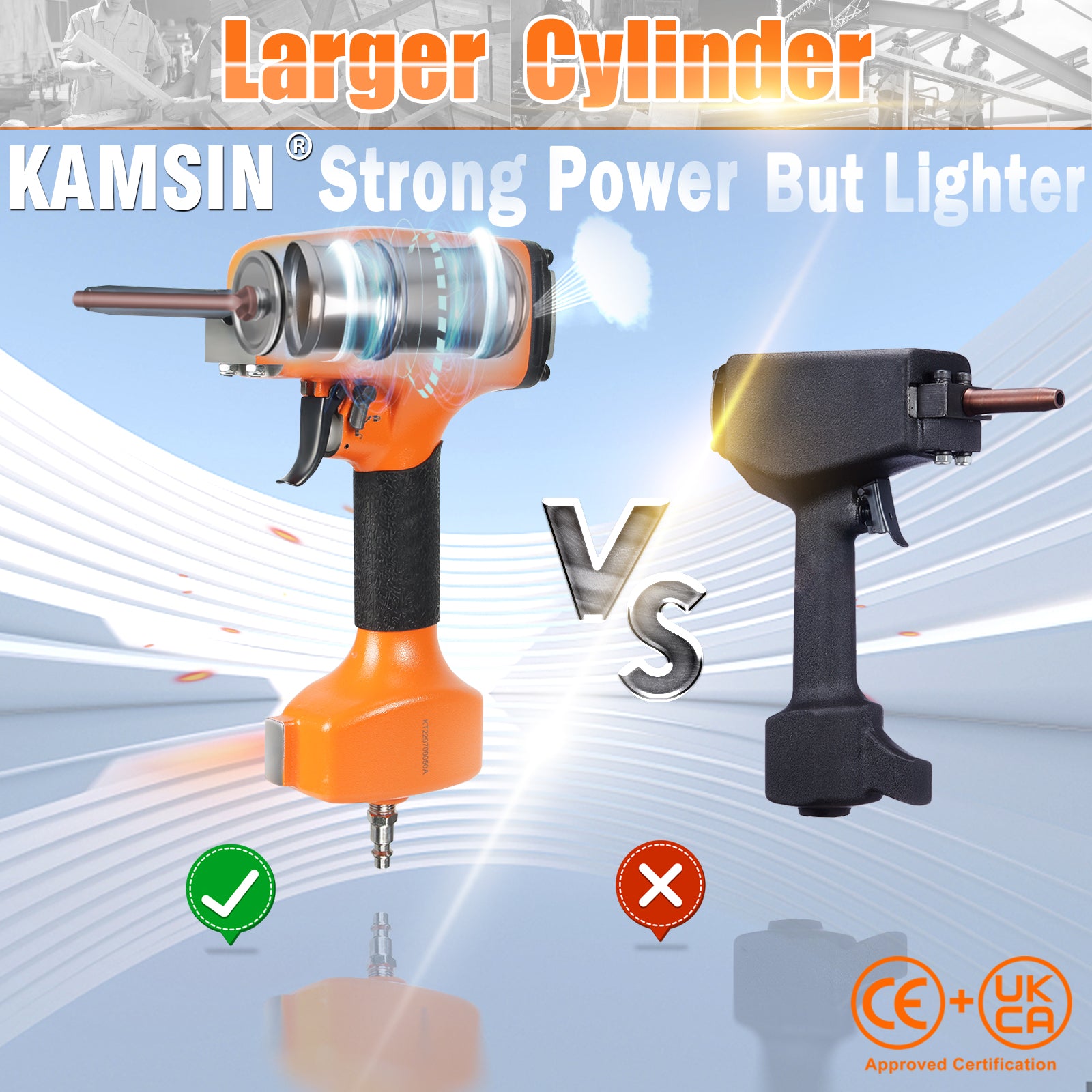 KAMSIN KT50 Pneumatic Nail Puller with safety, Air Nails Remover Gun,Punch Nails head diameter of 3-6mm (0.118
