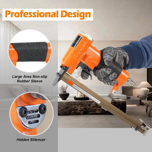 KAMSIN KNL1013J Extended Magazine&Intermittent Firing Stapler 20 Gauge Pneumatic Upholstery Stapler, 10J Series 7/16" Crown
