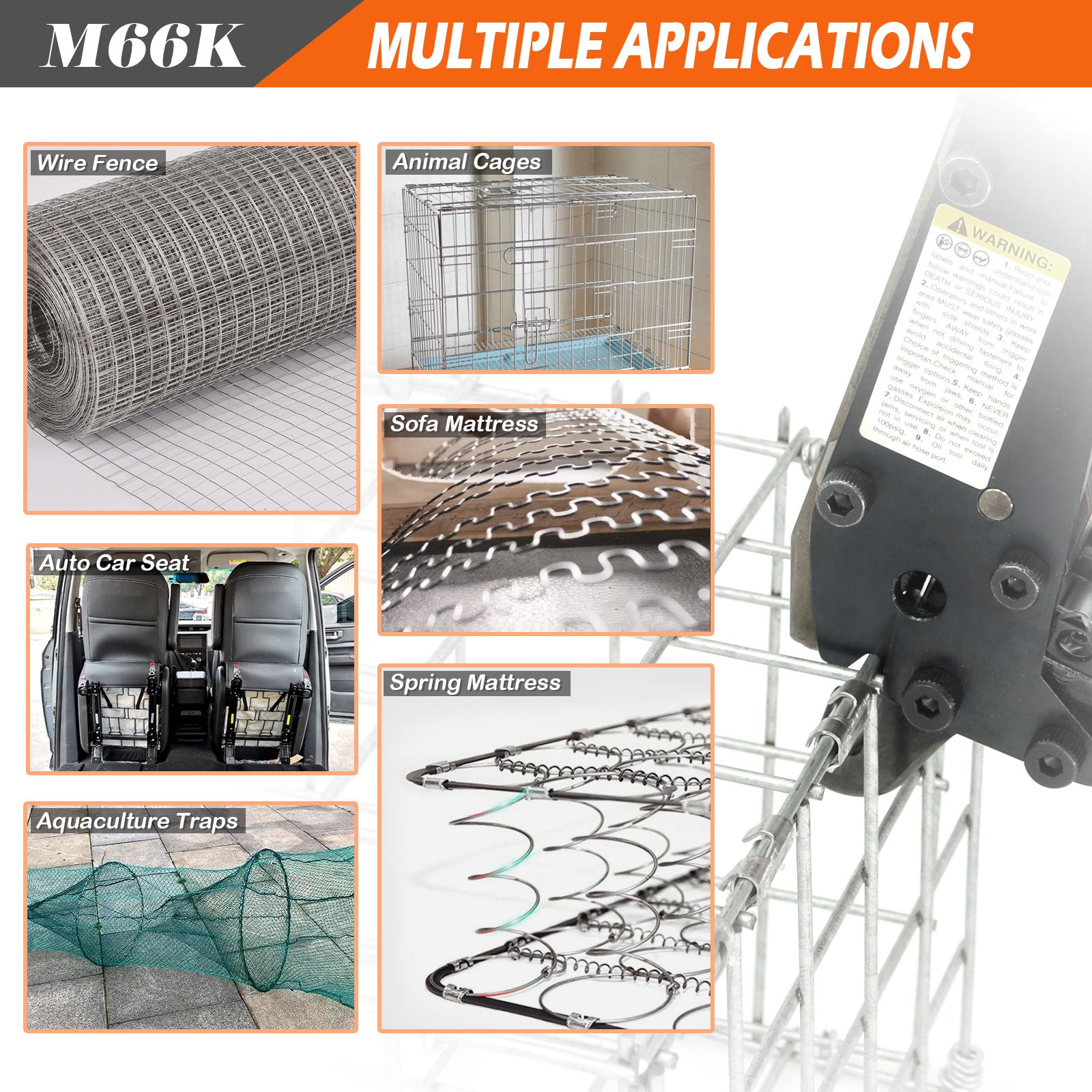 KAMSIN M66K Pneumatic Clinching Clipper for Fixing Mattress Spring and Making Traps