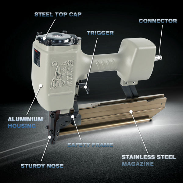 Woodpecker N851 16 Gauge Pneumatic Construction Stapler with Safety, 7/16-Inch Crown