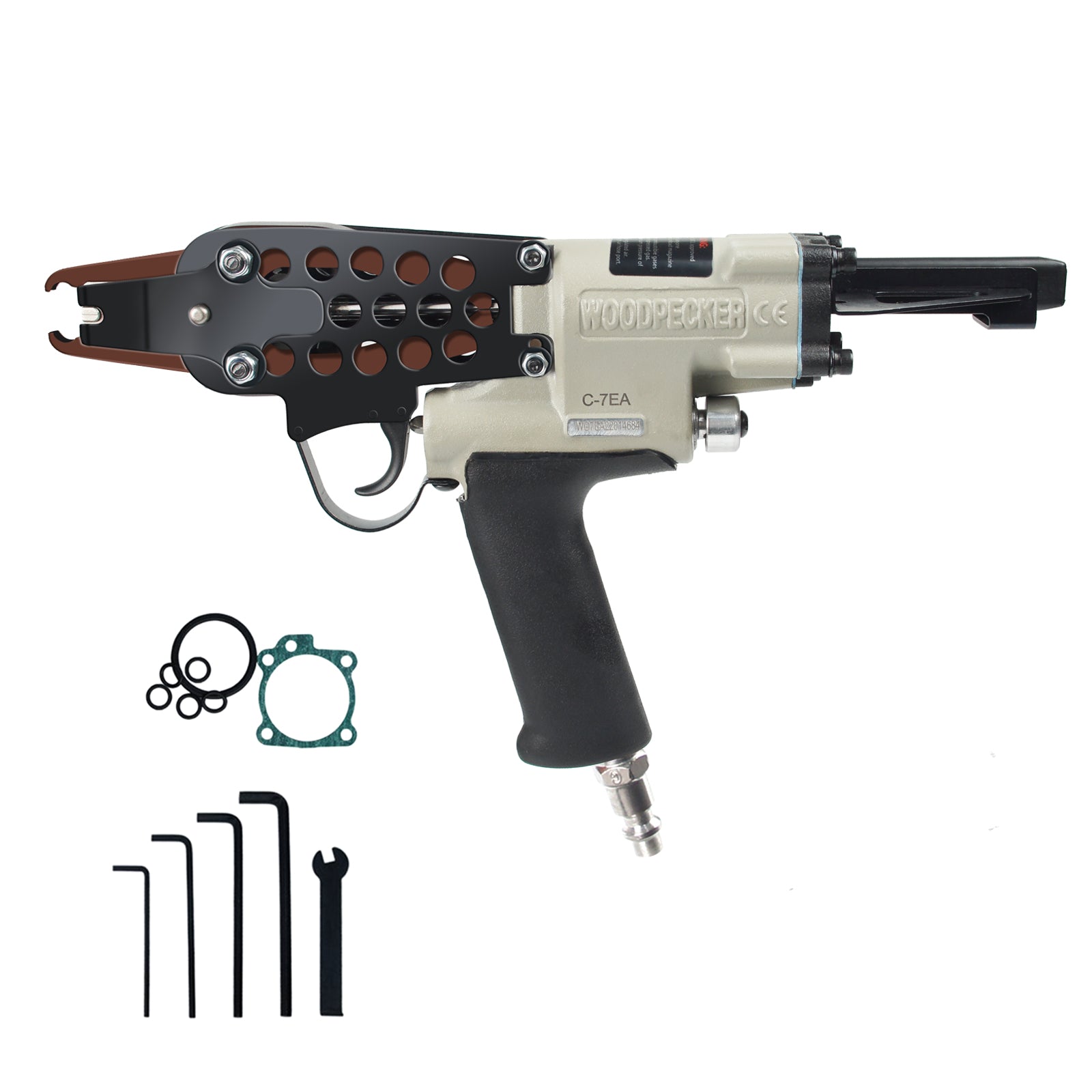 WOODPECKER C-7EA 15 Gauge Pneumatic Hog Ring Gun, 3/4-Inch (19mm) Crown, 7.0mm Closure Diameter