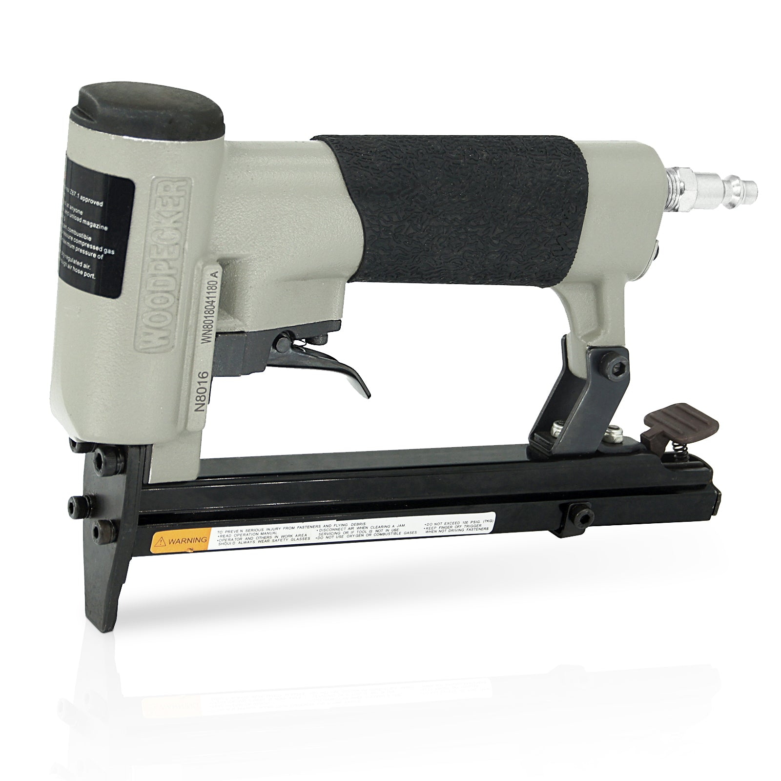 Woodpecker - N8016 Pneumatic Upholstery Stapler, 21 Gauge, Full Metal, 1/2