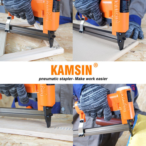 KAMSIN KNL1013J Extended Magazine&Intermittent Firing Stapler 20 Gauge Pneumatic Upholstery Stapler, 10J Series 7/16" Crown