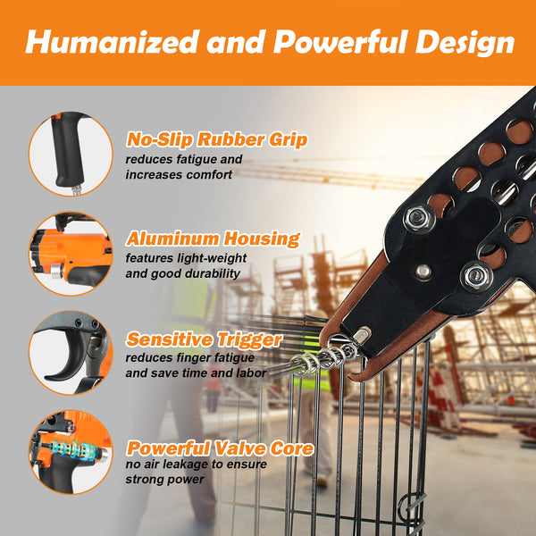 KAMSIN K-SC7E 15 Gauge 3/4" Crown Pneumatic Long Nose Hog Ring Gun 7.0mm to 8.0mm Closure Diameter