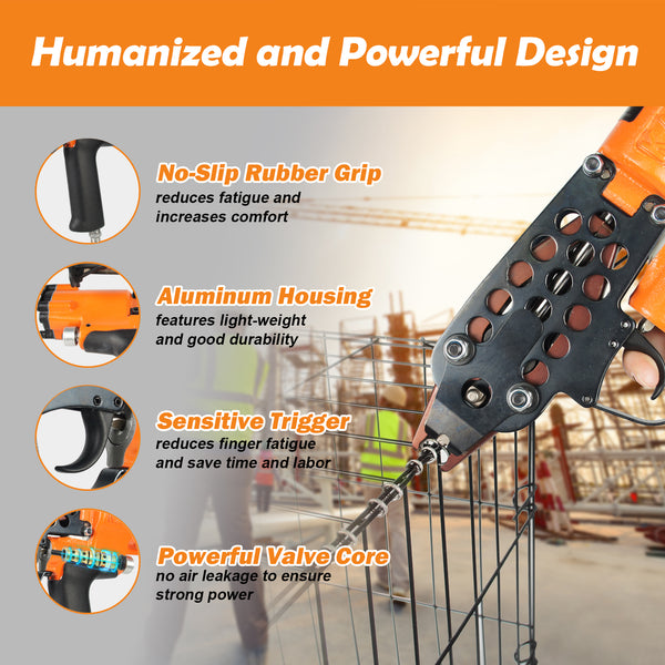 KAMSIN K-SC760 16 Gauge 1/2" Crown Pneumatic Hog Ring Gun 3.0mm to 4.8mm Closure Diameter