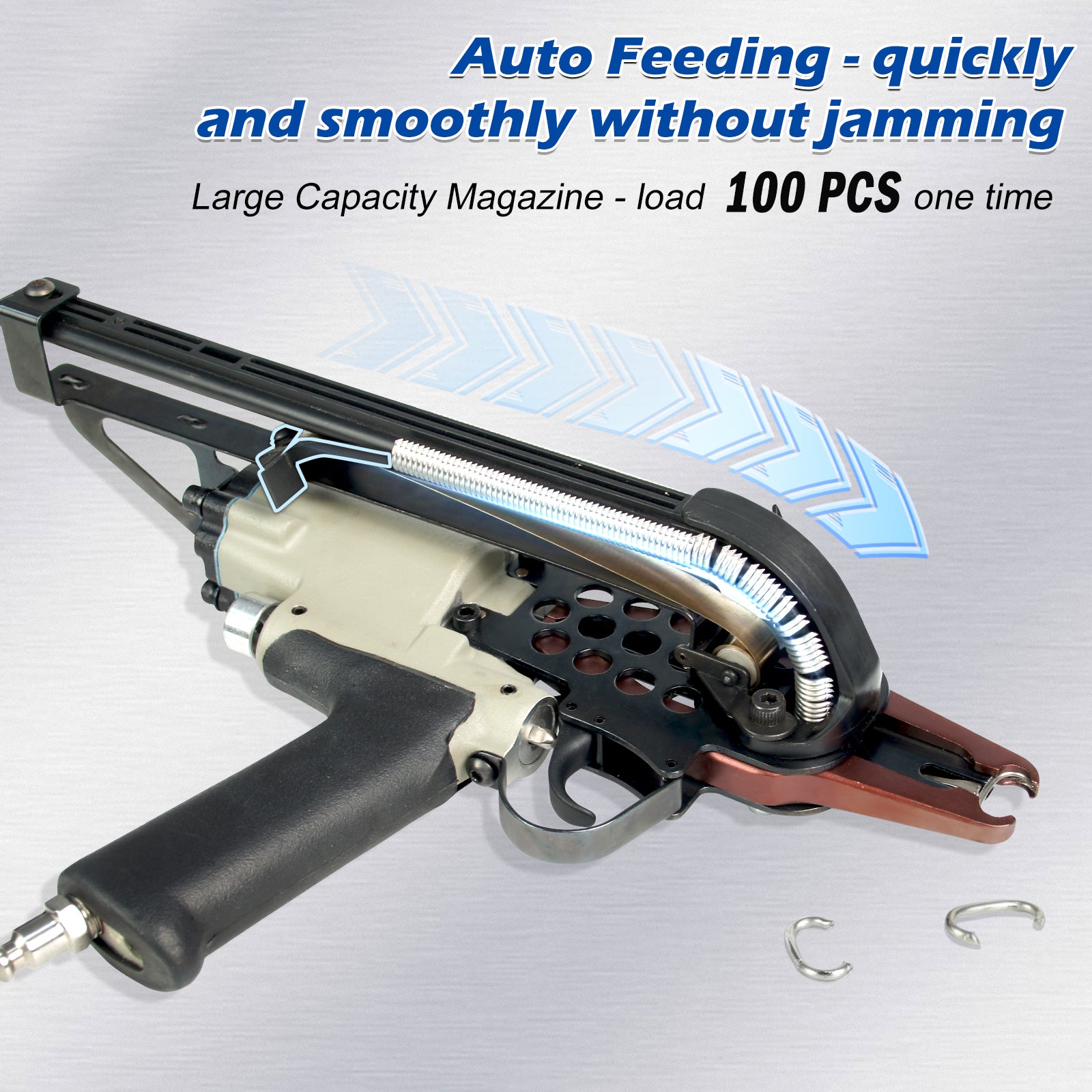 WOODPECKER C-7EA 15 Gauge Pneumatic Hog Ring Gun, 3/4-Inch (19mm) Crown, 7.0mm Closure Diameter