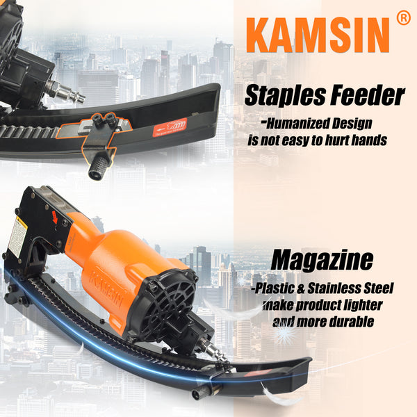 KAMSIN M66S Pneumatic Clipper Gun, Clinching Tool, Air Power Fencing Stapler for for Mattress Spring, Wire Cages, Sofa, Car Seat