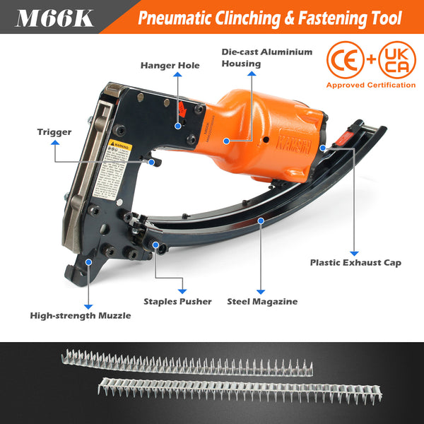 KAMSIN M66K Pneumatic Clinching Clipper for Fixing Mattress Spring and Making Traps