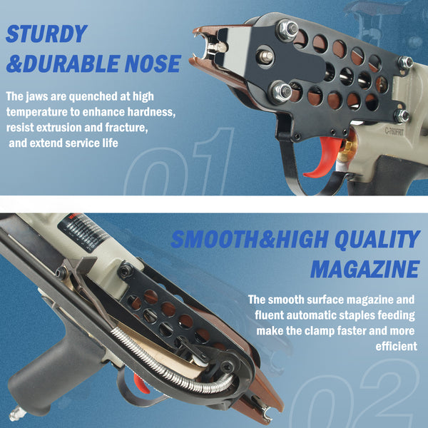 WOODPECKER C-760FRT Air Hog Ring Gun with Variable Speed Control, 16 Gauge 1/2" (12.5mm) Crown, Pneumatic Hog Ring Plier Tool for Fencing, Cages, Fastening