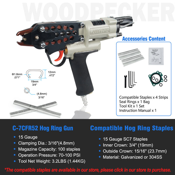 WOODPECKER C-7CFR52 Air Hog Ring Gun with Variable Speed Control, 15 G