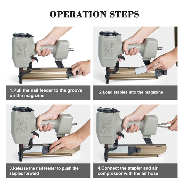 Woodpecker N851 16 Gauge Pneumatic Construction Stapler with Safety, 7/16-Inch Crown
