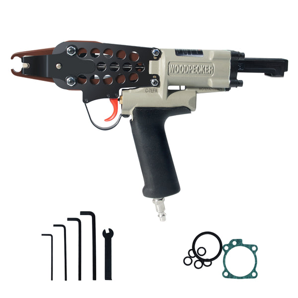 WOODPECKER C-7EF 15 Gauge Pneumatic Hog Ring Gun, Intensified Power, 3/4-inch Crown 7.0mm Closure Diameter, Air Hog Ring Plier Tool