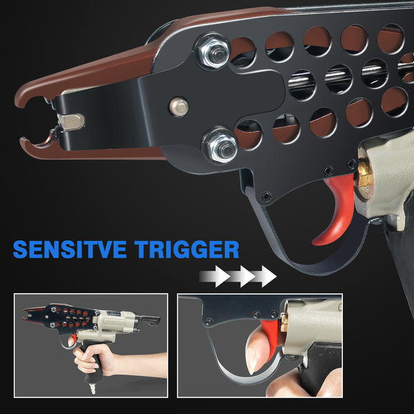 WOODPECKER C-7EF 15 Gauge Pneumatic Hog Ring Gun, Intensified Power, 3/4-inch Crown 7.0mm Closure Diameter, Air Hog Ring Plier Tool