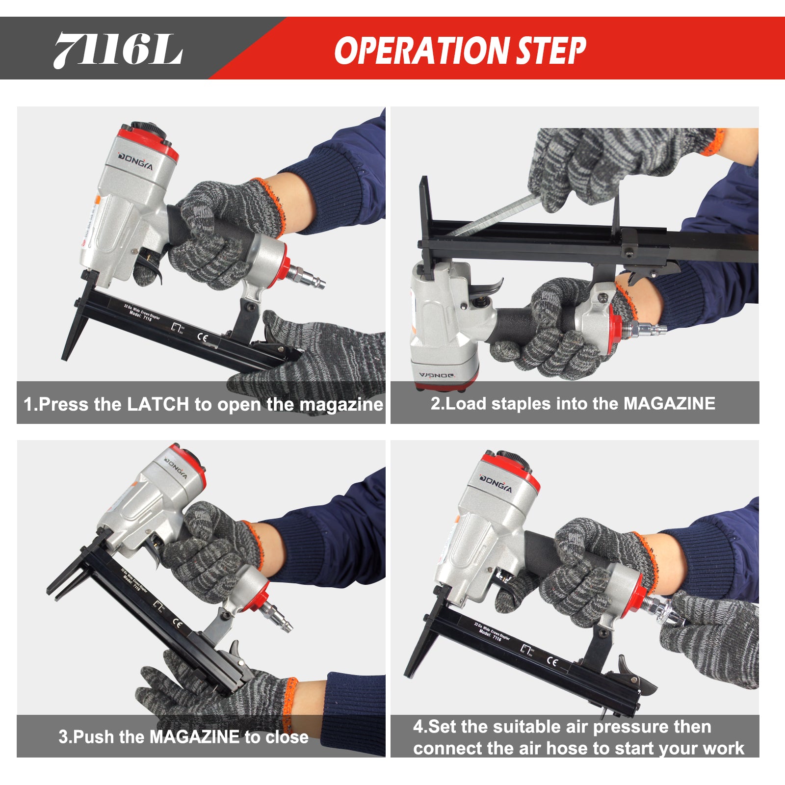 DONGYA 7116L 22 Gauge 3/8'' Long Nose Upholstery Stapler with 10,000 PCS Staples