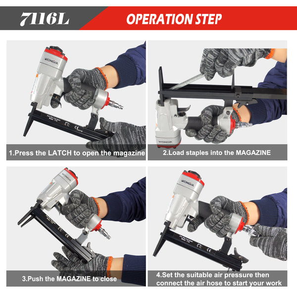 KAMSIN KN7116L 22 Gauge Pneumatic Upholstery Stapler with Long Nose 71