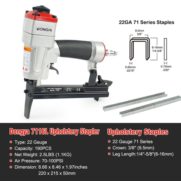 DONGYA 7116L 22 Gauge 3/8'' Long Nose Upholstery Stapler