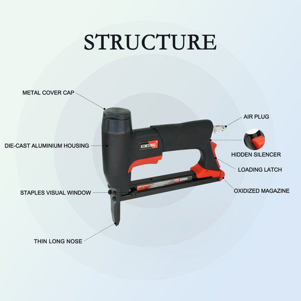 KIMSING K-7116L Upholstery Stapler 22 Gauge 3/8" Crown Fine Wire Stapler