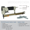 Woodpecker NL1013J 20 Gauge Power Upholstery Stapler, 7/16'' Crown Air Staple Gun with Extended Magazine