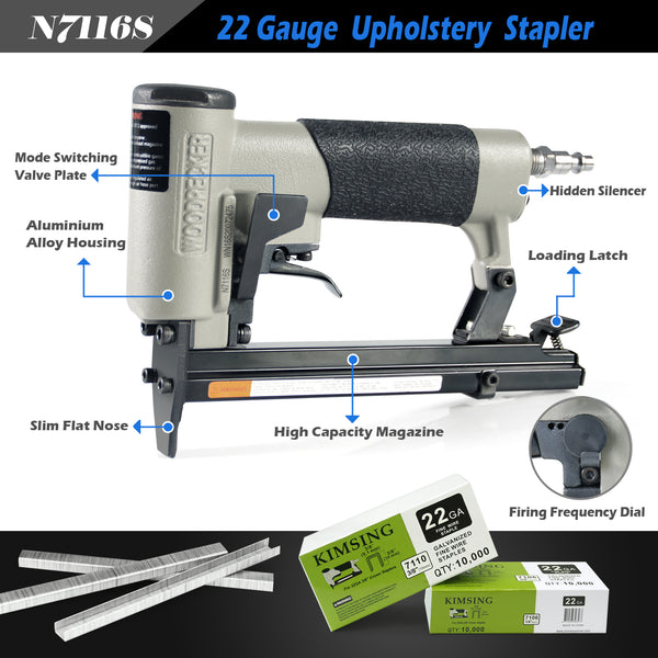 Woodpecker N7116S Continuous Firing Stapler 22 Gauge 3/8" Crown