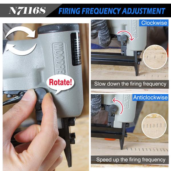 Woodpecker N7116S Continuous Firing Stapler 22 Gauge 3/8" Crown