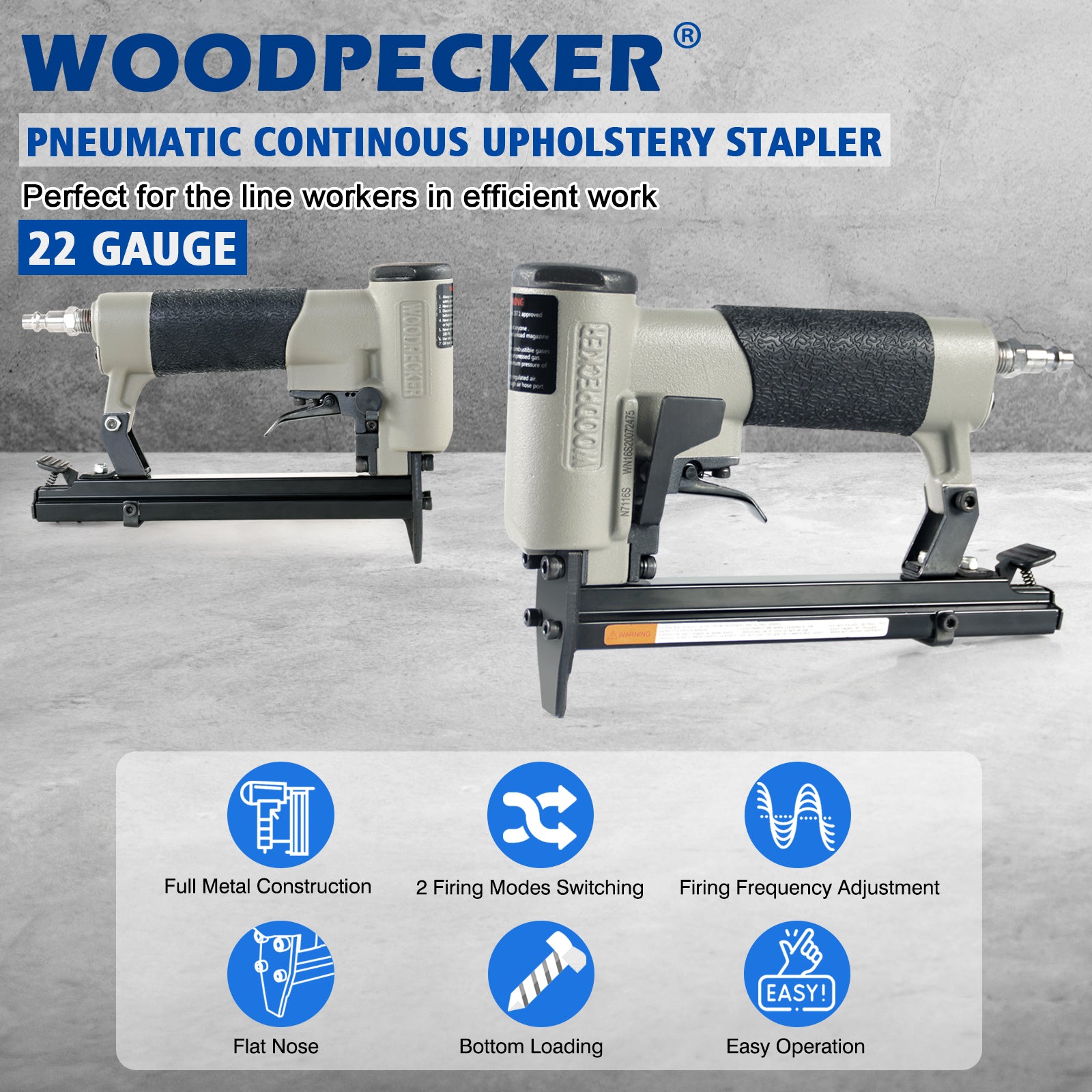 Woodpecker N7116S Continuous Firing Stapler 22 Gauge 3/8