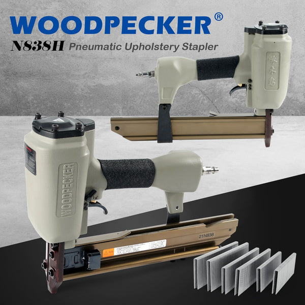 Woodpecker N838H Pneumatic Sheathing Stapler with Safety, 16 Gauge 7/16-Inch Crown Construction Staples
