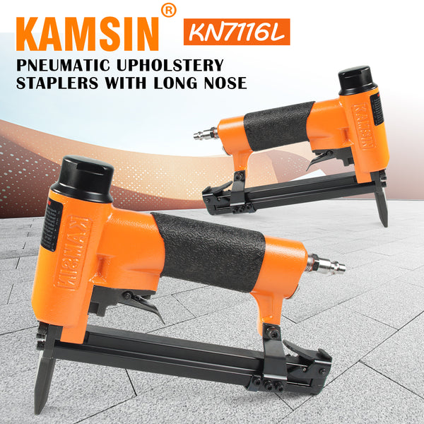 KAMSIN KN7116L 22 Gauge Pneumatic Upholstery Stapler with Long Nose 71 Series 3/8" Crown