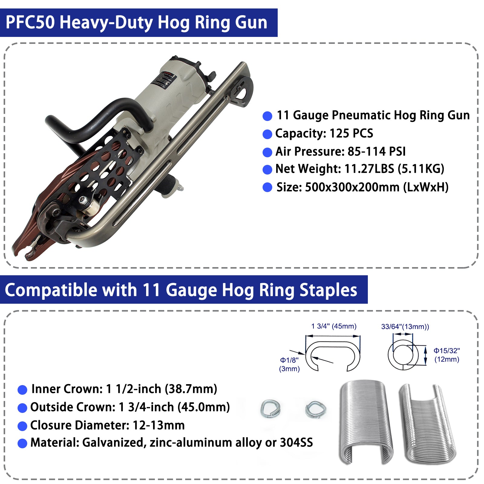 Woodpecker PFC50 11 Gauge 1-3/4-inch Pneumatic C Ring Tool Snap-Ring Plier