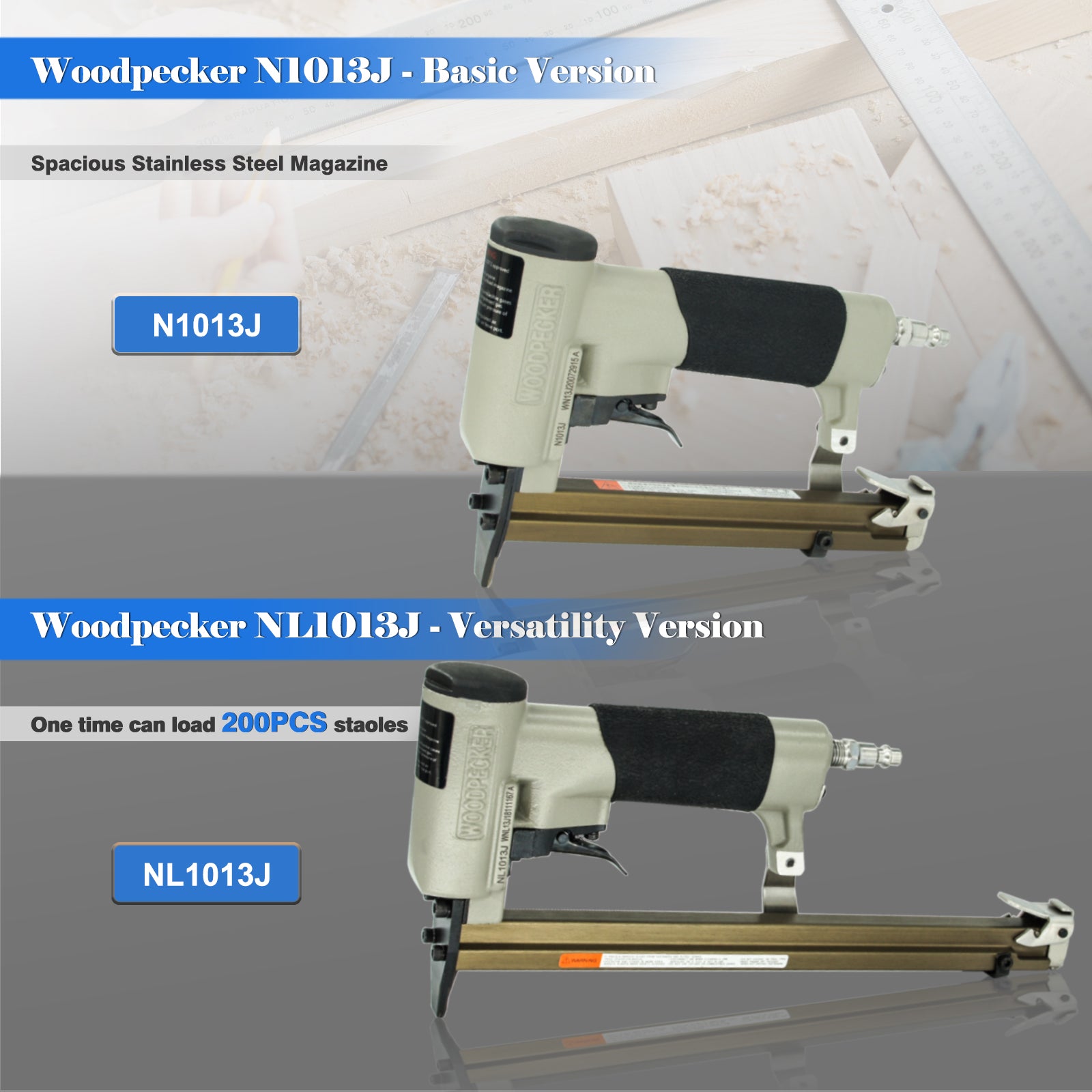 Woodpecker N1013J 20 Gauge Power Upholstery Stapler, 7/16'' Crown Air Staple Gun
