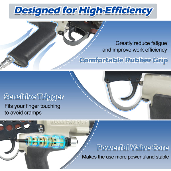WOODPECKER C-7CA52 15 Gauge Pneumatic Hog Ring Gun, 3/4" (19mm) Crown, 4.8mm Closure Diameter